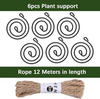 6 Pcs Hanging Air Plant Holder Air Plant Hanger Set Adjustable Rust-Resistant Iron Rings with Jute Ropes, Soilless Plants Stand Tillandsia Succulent Display Container for Home Office Decor