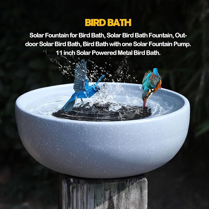 Solar Bird Bath,11.2" Solar Fountain birdbaths for Outdoors,Bird Bath Bubbler,for Garden Patio Terrace Decoration