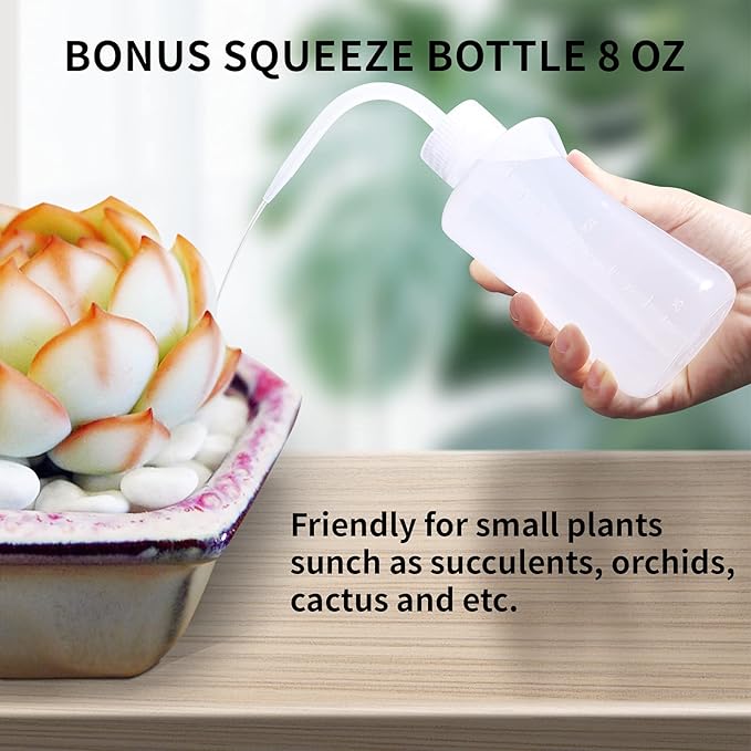 Watering Can Indoor Plants, ONEDONE Watering Can Long Spout Small Watering Can 34 oz, Plant Watering Can for Indoor Plants House Plants Garden Flowers w/Spray Bottle, Squeeze Bottle (Amber)