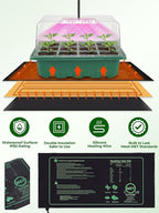 Seed Starter Tray 3 Pack with Heating Mat & 24 Full Spectrum LEDs Grow Light – Auto cycle Timer, Humidity Dome Ventilation Cover, Drainage Holes, Includes Gardening Tools – Transparent version