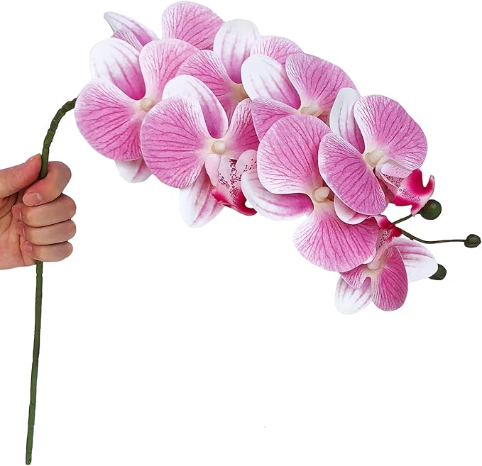 FagusHome 32 Inch Artificial Phalaenopsis Flowers 6 Pcs Artificial Orchid Flowers Stem Plants for Home Décor (Pink)