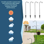 Shepherds Hooks for Outdoor - Set of 4 Adjustable Garden Poles for Bird Feeders, Solar Lanterns, Wind Chimes, Hanging Plants - Shepards Hook Ground Stakes For Perfect Outdoor Landscape Decorations