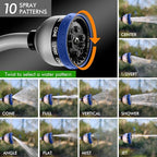 RESTMO Watering Wand Heavy Duty, Metal Garden Hose Wand with 10 Spray Patterns, 15-Inch Long Hose Nozzle Sprayer with Thumb Flow Control, Ideal to Water Hanging Baskets and Shrubs, Blue