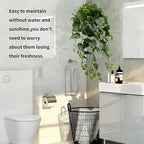 LOYWREE 32 Inch Fake Plants Artificial Plants Indoor Artificial Scindapsus Aureus Realistic Hanging Plants Potted Aesthetic Fake Pothos for Home Office Shelves Bedroom Bathroom Decor（White Pot）