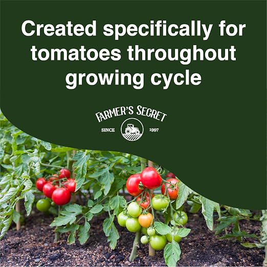 Farmer's Secret Tomato Booster Fertilizer - Super Concentrated - 3:8:7 Ratio Fortified with Humic Acid, Iron and Calcium - Grow More Tomatoes (128oz)