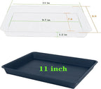 VUWEZ 4 Pack Plant Saucer Tray Rectangular, Plant Saucers for Indoors, Heavy Sturdy Plastic Plant Drainage Trays, Plant Drip Trays for Pots, Seed Starter Growing Tray (11 x 9 inch, Blue)