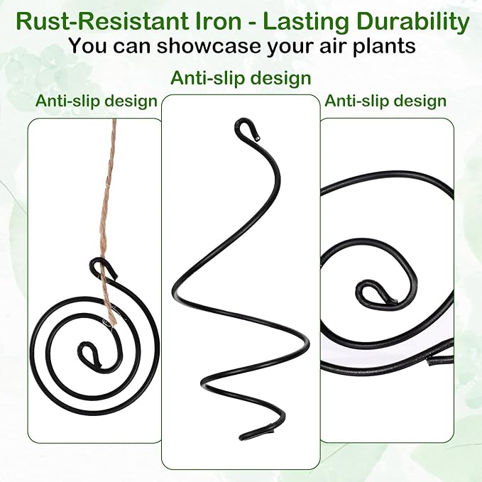 12 Set Hanging Air Plant Holder, Adjustable Air Plant Hanger with Jute Ropes Soilless Succulent Display Container Airplant Stand for Home Office Decor
