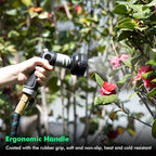 RESTMO Multi-Angle Garden Hose Nozzle with Sprinkler Function, Heavy Duty Water Hose Nozzle with 4 Spray Patterns, Magic Twist and Thumb Flow Control for Garden Watering, Car Washing & Yard, Black