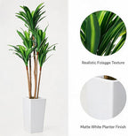 Garvee 4.8FT Artificial Dracaena Plant, Faux Yucca Tree in White Tall Planter, Artificial Trees Fake Floor Plant in Pot for Home Office Indoor Outdoor Decor