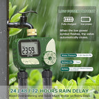 GMR Hose Timers for Watering, Sprinkler Timer Outdoor with Brass Inlet, Water Timer for Garden Hose with Rain Delay/Manual/Auto Irrigation System, Programmable Garden Hose Timer for Yard, 2 Outlet