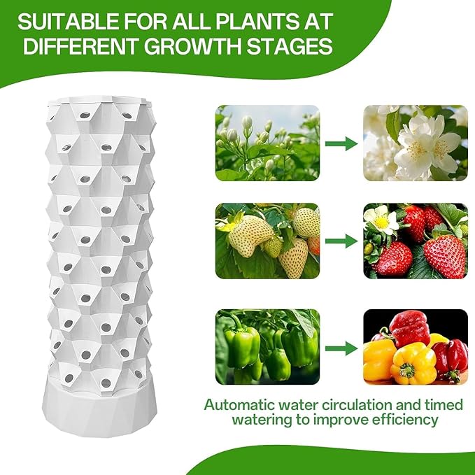 Hydroponic Tower, 14-Layer Hydroponics Growing System Kit with 70 Slots, Vertical Garden System with 20L Water Tank and Pump for Indoor Outdoor Home, Balcony & Patio (80 Slots)