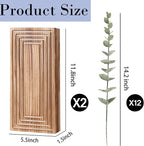 Wooden Wall Planter Vase, 2 Pack Brown Wood Hanging Vases with Fake Eucalyptus for Indoor Modern Boho Farmhouse Wall Art Decor for Home Indoor Kitchen Modern Farmhouse Bathroom