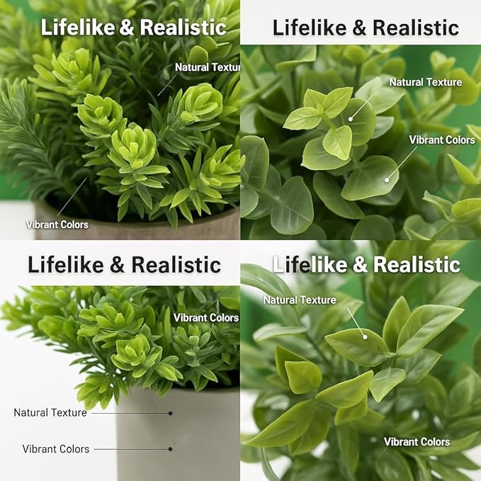 3 Pack Mini Potted Fake Plants Artificial Eucalyptus & Greenery Topiaries with 6 Butterflies,Artificial Plants for Shelf Desk Home Bathroom Farmhouse Room Coffee Table Decor
