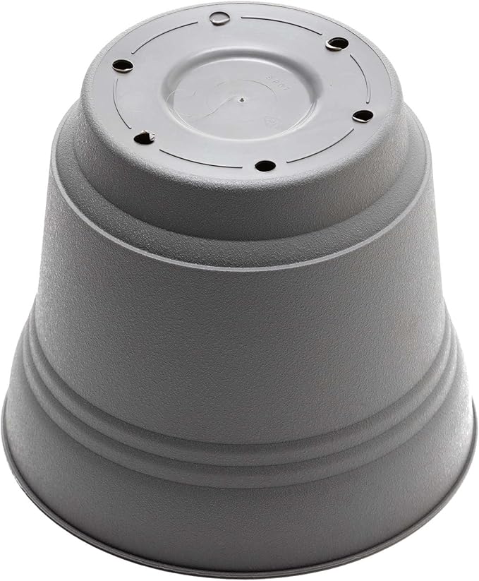 Bloem Saturn 14" Charcoal Round Resin Planter Pot with Snap-in Saucer for Indoor and Outdoor Gardening