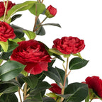 Artificial Camellia Tree 2 Pack - Realistic Camellia Plants in Pot with Red Flowers, Lifelike Faux Greenery for Living Room, Patio, or Wedding, Red