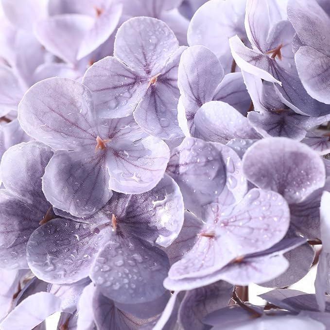 Coferset Light Purple Hydrangea Artificial Flowers 3pcs Lifelike Faux Hydrangea Real Touch Fake Flowers for Home Wedding Office Party Living Room Decoration,22inch