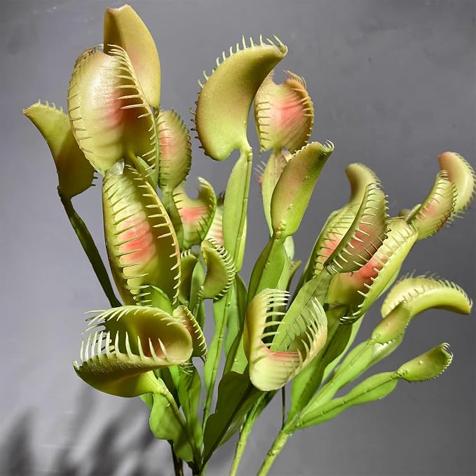 4Pcs 15.74" Artificial Venus Flytrap Plants Lifelike Realistic Fake Carnivorous Venus Flytrap Plants Faux Fly Trap Plant for Halloween Home Party Garden Office Decorations