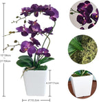 15" Tall Artificial Silk Phalaenopsis Orchid Flower Plant Pot Arrangements (Dark Purple)