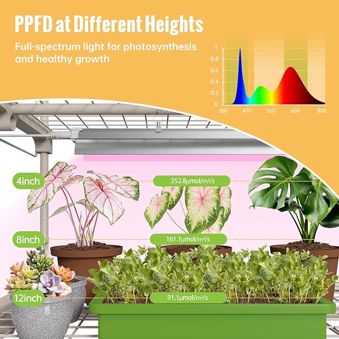 Mini Indoor Greenhouse with Grow Light,4 Tiers Plant Shelf with 1.6FT 20W Full Spectrum Grow Light with Timer for Seed Starting, Ventilation Window & Bottom Pouch, 27" L x 19" W x 63" H