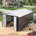 Polar Aurora 10x12 FT Metal Shed, Heavy-Duty Galvanized Steel Tool Storage Shed with Lockable Doors, Waterproof Outdoor Garden Shed for Outside, Backyard, Patio, Lawn, White