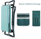 Ohuhu Garden Kneeler and Seat, Heavy Duty Garden Stool with EVA Foam Kneeling Pad, Foldable Gardening Bench with 2 Tool Pouches, 2-in-1 Portable Gardening Supplies, for Seniors