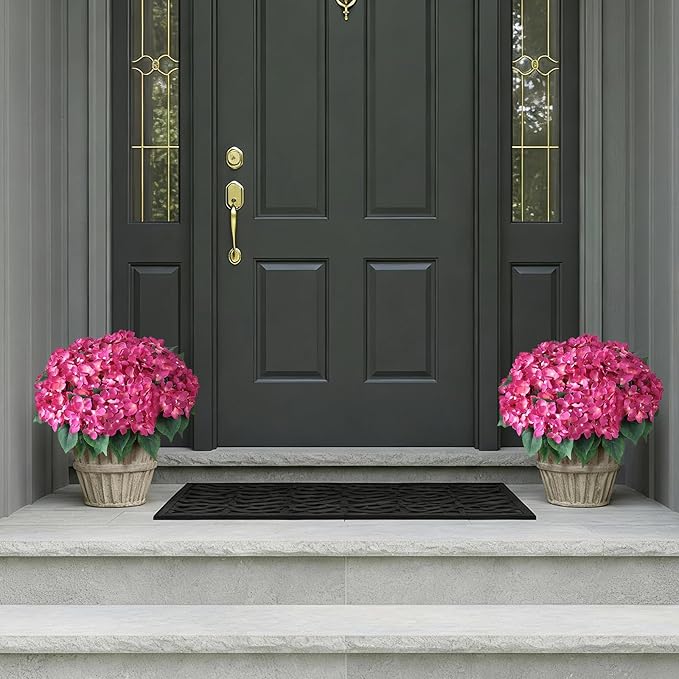 FOTEEWL 8 Bundles Artificial Hydrangea Flowers for Outdoor Decor, Realistic Faux Silk Bouquets Sun-Resistant Fake Plants for Front Door Balcony Farmhouse Garden Home Spring Summer Decor (Rose Red)