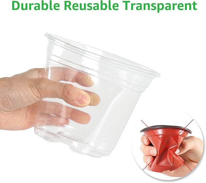 Bluepro 36 Packs 5/4/3.5 Inch Clear Nursery Pots with Humidity Domes, Transparent Plant Pots with Drainage Holes, Variety Pack Seedling Pots for Vegetable Propagation, Root Cutting, Seed Starting