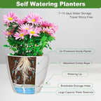 Vanslogreen Plant Pots, 7/6.5/6/5.5/5 Inch Self Watering Planters, Pots for Indoor Plants with Drainage Hole for Succulents, African Violet (Matte White)