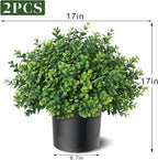 Set of 2 Artificial Boxwood Topiary Trees for Front Door - Faux Realistic Greenery Potted Plants, Fake Outdoor UV-Resistant Bushes with Pots for Porch,Farmhouse,Home,Garden Decor