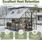 6X10 FT Greenhouse for Outdoors with Hygrometer, Polycarbonate Walk-in Green House for Outside, Reinforced Aluminum Frame Greenhouses, Heavy Duty Garden, Patio, Backyard Flower Planting