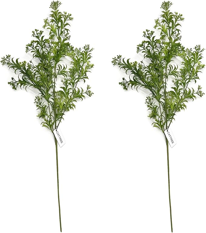 Fake Plants Artificial Plant Simulation Thorn Leaves Shrubs Tall 31 Inch, Faux Persian Flowers Plastic Boston Greenery Bushes Flexible Branches for Indoor Decor Outdoor Wedding Party Decoration 2 Pack