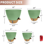 MNKXL 12"/10"/9"/8" Self Watering Pots with Visual Water Window,Extra Large Self Watering Plant Pots with Drainage Holes & Saucers,Green Planters for Indoor Plants,4-Pack