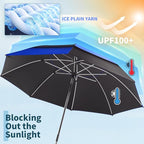 48.6" Double Canopy Beach Umbrella with Clamp, UPF50+ Beach Chair Umbrella with clip, 360°Adjustable Portable Outdoor Wheelchair, Patio, Golf Carts,Camping(Blue/Black)