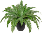 Hollyone 17.7" Fake Fern Potted Plant Small Artificial Boston Ferns in Pot 25 Leaves for Outdoors & Indoor Faux Fern Bush Plant for Patio Garden Farmhouse Windowsill Office Living Room Home Decor