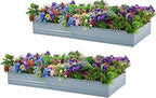 Meberam 2 Pack 8x4x1FT Galvanized Raised Garden Beds Kit Outdoor Metal Gardening Planter Box for Vegetable Elevated Flower Herbs,Gray