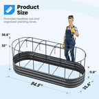 Quictent Galvanized Raised Garden Bed Kit with Self Watering System and Mesh Cover, Large Oval Metal Outdoor Planter Garden Boxes for Vegetables Herbs Flowers, 8x3x1Ft