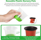 MIXC Thickened Clear Nursery Pots with Silicone Base for Easy Transplant 60 Packs 4 Inch, Transparent Plant Pot Reusable Seedling Pots for Vegetable Propagation, Root Cutting, Seed Starting, Green