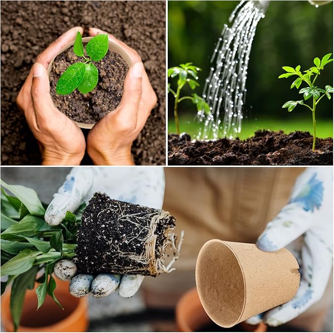 HXSEMAYIG 50PCS Peat Pots, 3.15Inch Seed Starting Pots with Drainage Holes Round Nursery Pot, Garden Germination Nursery Pot Bonus 20 Plant Labels