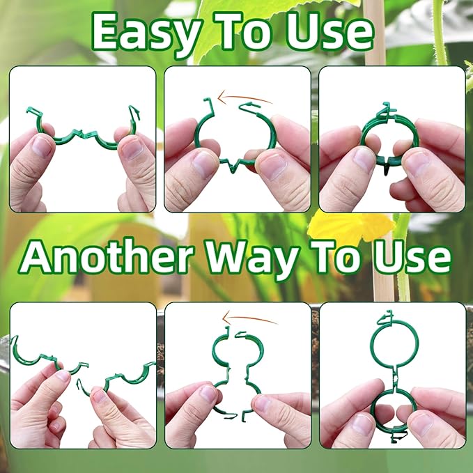 400 Pcs Plastic Trellis Plant Support Clips,Vine Vegetable Fixing Clips,Grape Tomato Plant Support,Garden Vine Clips for Healthier Vegetable Growth (Green)