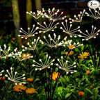 Solar Garden Lights 2 Pack Twinkling Solar Firework Lights with 2 Modes 120LED, Solar-Powered Light for Outside Yard Pathway Garden Decor Outdoor Waterproof, Gardening Gifts for Women Mothers Day,Warm