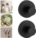 Suction Cup Hooks for Wreaths on Glass, Suction Cup Hooks for Inside Shower, Wreath Hangers for Front Doors, Metal Towel Hooks for Showers Bathrooms Mirrors (2, Black)