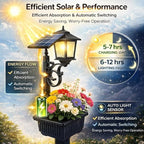 2-in-1 Solar Post Light with Planter for Real Or Fake Flowers, 2026 New Solar Lamp Post - Wall Mount Or Freestanding, 3000K Solar Lamps Outdoor Waterproof, for Lawn, Patio, Front/Back Door