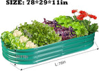 Rakukiri Raised Garden Bed GRS Certified Galvanized Planter Box Outdoor, 6.5ft Oval Rot-Resistant Metal Garden Bed Planter, Recycled Material Planter for Vegetables Flowers Herbs (Green)