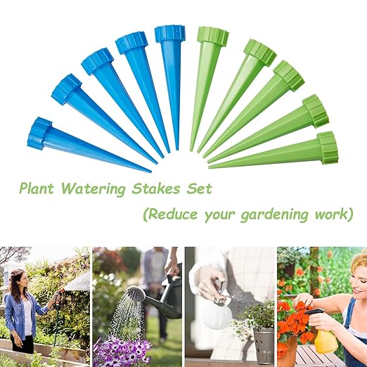 Plant Watering Devices Self Spike Planter Drip, Vacation Watering System for Indoor and Outdoor Pots, 10 PCS Set