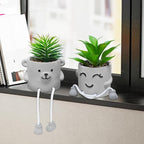 Zerzsy Fake Desk Plants in Cement Pots, Faux Plant Succulents Shelf Decorations, Funny Artificial Succulent Plants for Office Desk Decor, Cubicle Accessories - Set of 2