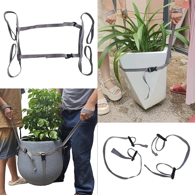 Potted Plant Mover and Lifting Straps for Garden, Landscaping Lifting Straps, Move Heavy Garden Objects: Flower Pots, Planters, Trees, Rocks,Pot Tool,Gray