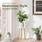 Leaf&lull Tall Plant Stand Indoor Small Plant Table for Large Plants Wooden Plant Stool Plant Holder for Living Room Bedroom Balcony White