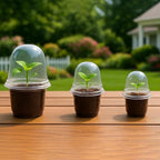 Bluepro 36 Packs 5/4/3.5 Inch Clear Nursery Pots with Humidity Domes, Transparent Plant Pots with Drainage Holes, Variety Pack Seedling Pots for Vegetable Propagation, Root Cutting, Seed Starting