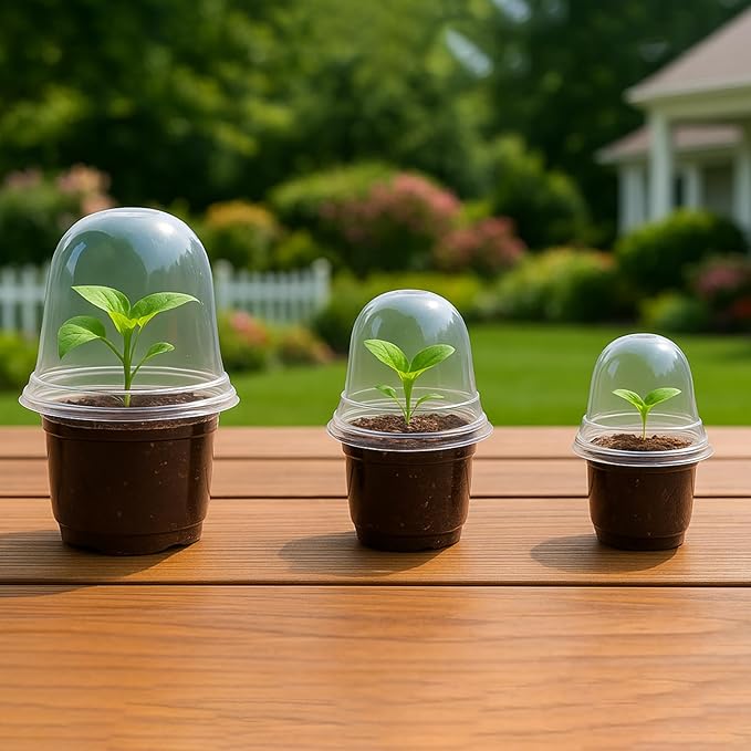 Bluepro 36 Packs 5/4/3.5 Inch Clear Nursery Pots with Humidity Domes, Transparent Plant Pots with Drainage Holes, Variety Pack Seedling Pots for Vegetable Propagation, Root Cutting, Seed Starting