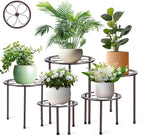 Amaoot 5 Pack Metal Plant Stand, Anti-Rust Iron Plant Stands for Indoor and Outdoor, Heavy Duty Flower Pot Stands for Multiple Plant, Black Potted Plant Holder for Garden Home (5 Pack Brown)